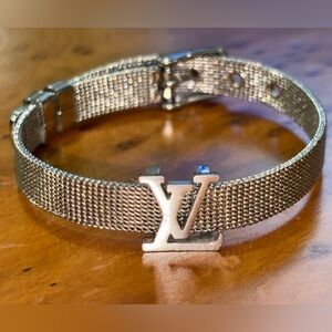 Louis Vuitton Silver Mesh LV Initial Bracelet